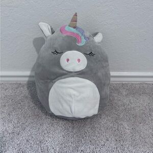 Gray and White Unicorn Plush Toy